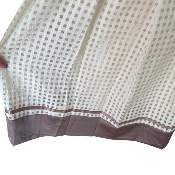 Cream Midi Pleated Skirt With Brown Satin Hem By Three Paper Dolls - Picture 2 of 6